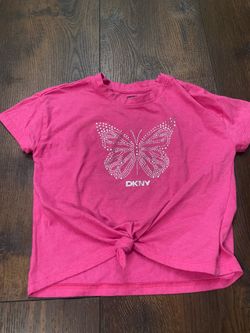 Girls pink DKNY shirt size 6 #5
