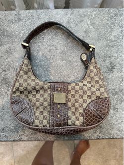 Liz Claiborne brown monogram shoulder purse