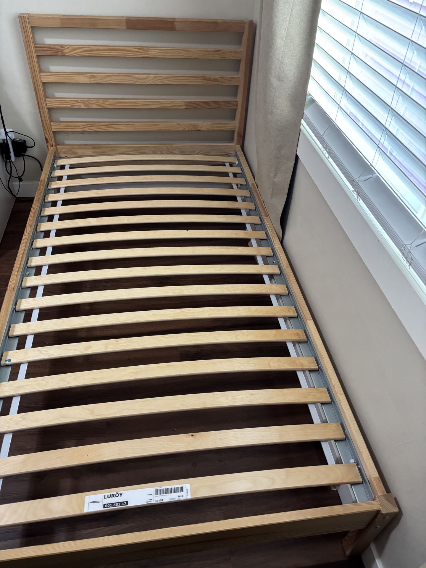 IKEA Twin Wood Bed Frame With Slatted Bed Base