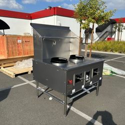 NSF 13+13 2 hole 48 in Chinese Wok Range waterfall TC-W2L0NG