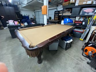 Beach Newport Oak Pool Table- includes Ball, Cue, Accessories, and cover