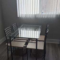 Glass Dining Table with 4 Chairs – Modern Set