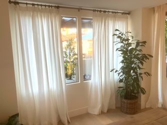 Pottery Barn Broadway Curtains, 2 set of two panels 100% cotton, ivory color, 100 inches wide x 96 inches long .