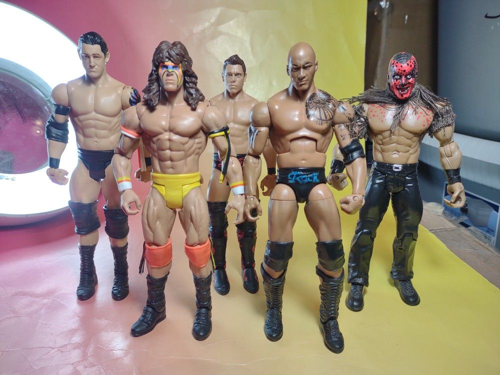 WWE Elite Basic Wrestling Action Figure Lot The Rock Ultimate Warrior Boogeyman The Miz Wade Barrett Nexus