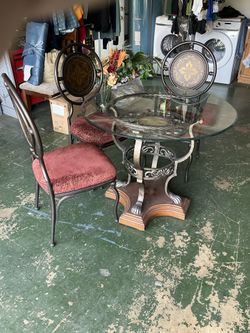 Antique Table With Three Chairs