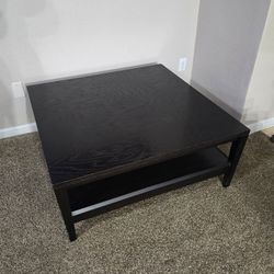 40x40x17in Solid Wood Coffee Large Table with Lower Shelf