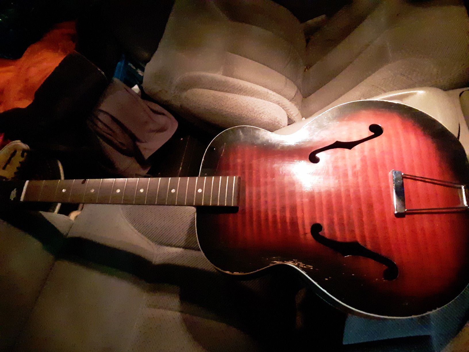 1940s 50s Harmony Monterey USA MADE acoustic guitar vintage tiger sunburst