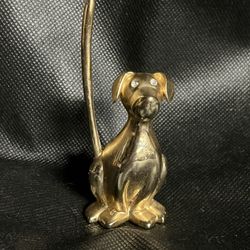 Vintage Solid Brass Dog Ring Holder