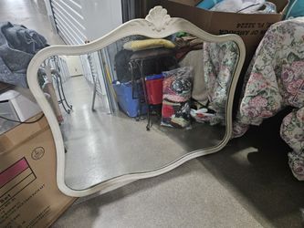 Gorgeous curvy vintage solid wood extra-large mirror with decorative top-mirror 