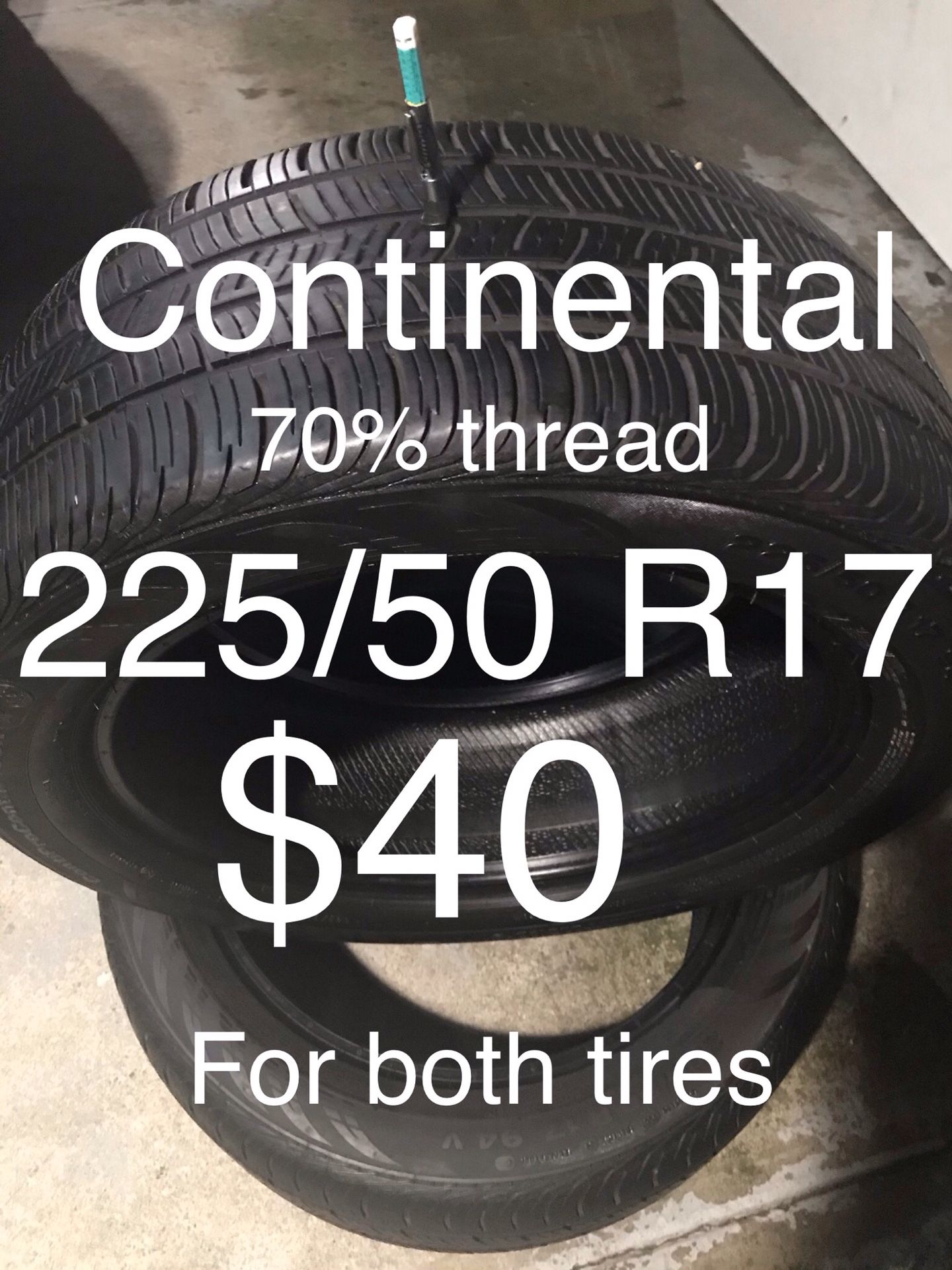 2 Continental tires 225/50 R17