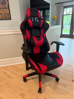 Leather red black gamers chair