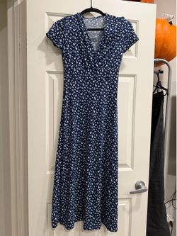 SHEIN Blue Floral Wrap Maxi Dress Women’s Small