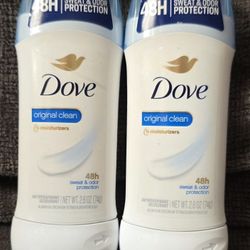 (2) Dove Original Clean All Day Underarm Sweat & Odor Protection Antiperspirant Deodorant, 2.6 oz