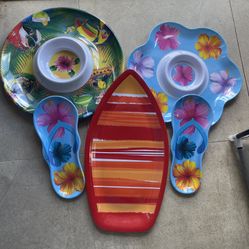 5 Pieces Plastic Serving Plates 