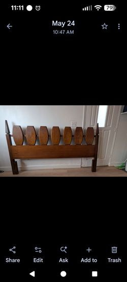 Young Manufacturing Mid Century Burlwood & Walnut King Headboard