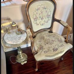 Antique Telephone And Chair 