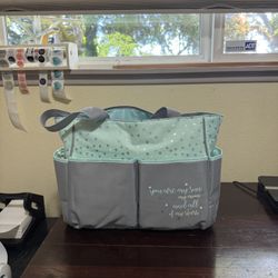 Baby Essentials Design Aqua Blue Grey Diaper Bag - You Are My Sun My Moon