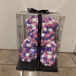 Colorful Large Rose Teddy Bear With Led Lights In Gift Box. Please Read Description.