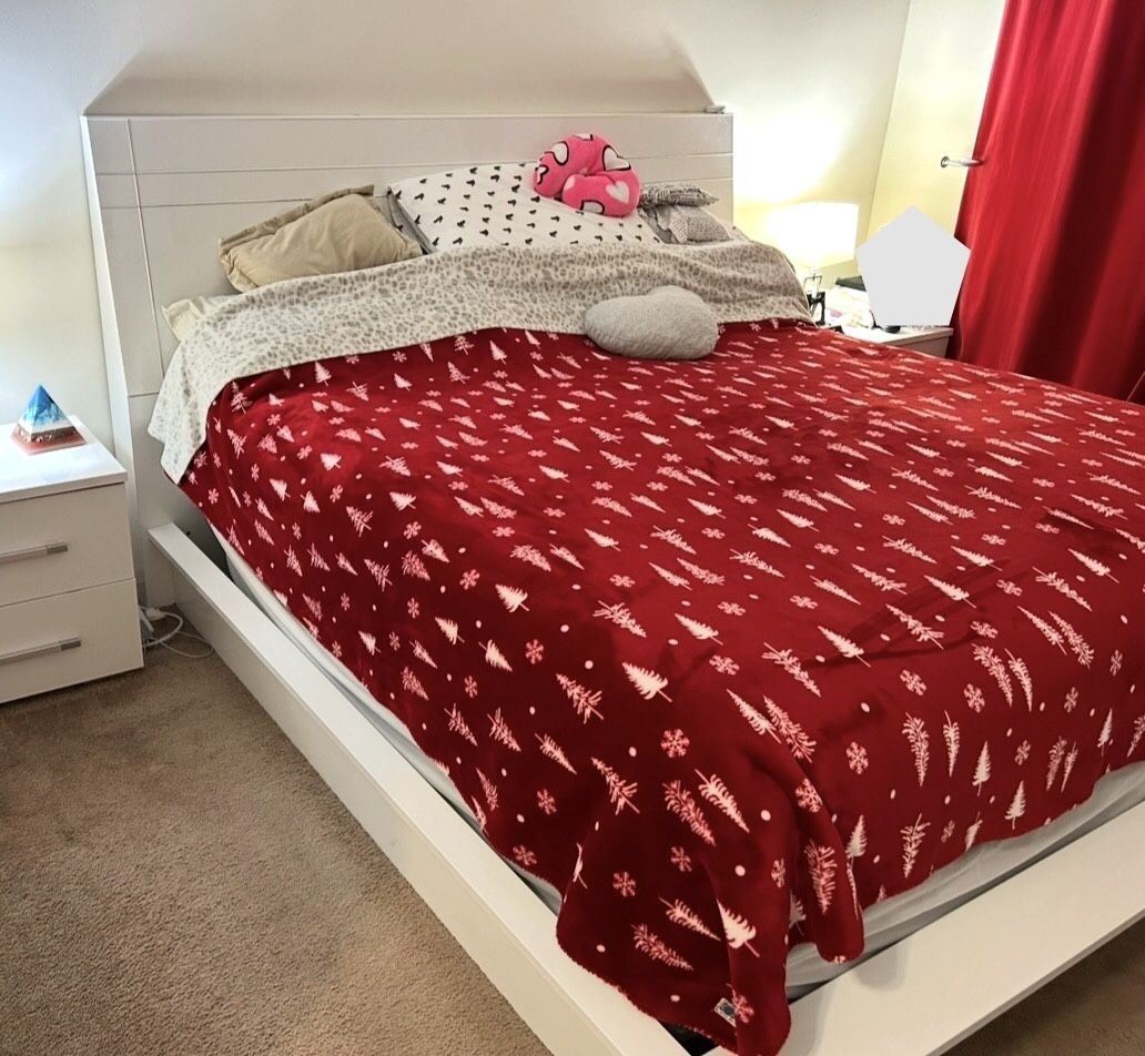 Modern Lacquer Platform Bed, White