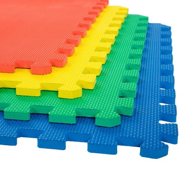 Interlocking Puzzle Foam Floor Tiles Play Mat w/ Border Pieces