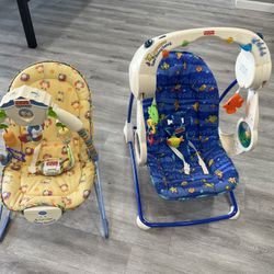 Fisher Price Flutter & Chime, Calming Vibrations Baby Bouncer & Fisher-Price Aquarium Take A Long Swing