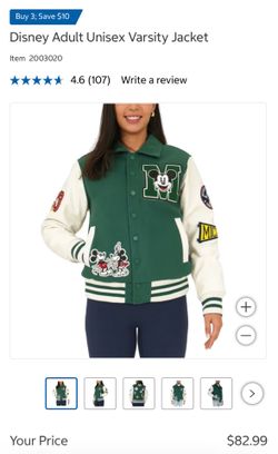 Disney adult unisex varsity jacket