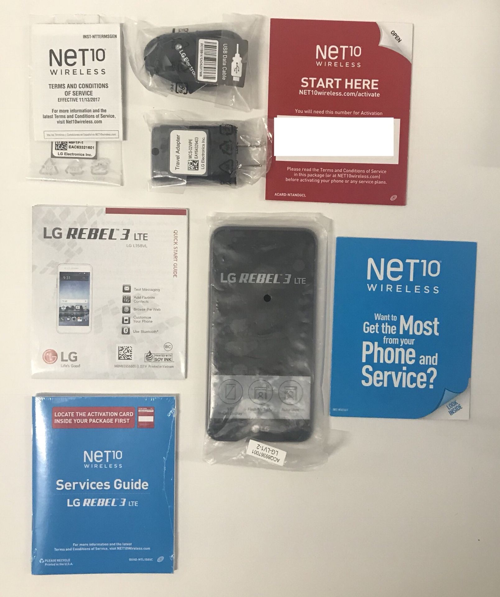 Net10(Verizon) LG Rebel 3 4G LTE Prepaid Smartphone with Free 40 Airtime Bundle