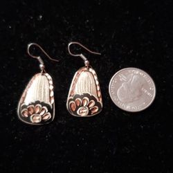 Handmade Silver And Copper Earrings