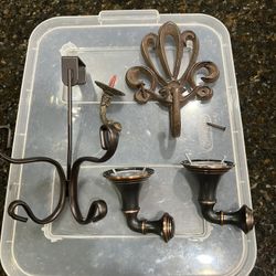 Assorted Bronze Metal Wall and Over the Door Hooks