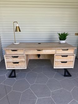 Solid Wood Executive Desk w/ Built in power by Aspen Wood - Model home furniture