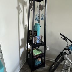 *Must Go* 3-Tier Shelf w/ 4 Coat Hooks – Black – 71” Tall