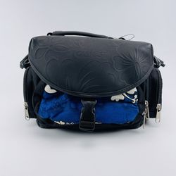 Camkase Camcorder Camera Bag- Blue White Floral Theme Multiple Pockets