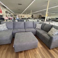 New Gray Ashley Brand Sectional Sofa Couch *Ottoman Sold Separately*