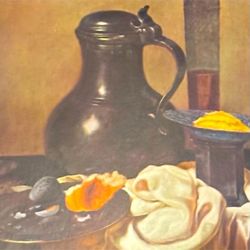 STILL LIFE PEWTER JUG, 17th c. Dutch Willem Claeszoon Heda Fine Art Print Vintage Antique Original Collectible Golden Age painter