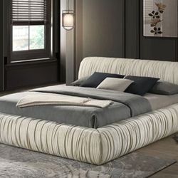 Brand New Beige Queen Size Platform Bed Frame 
