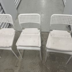 3 White Modern Dining Chairs