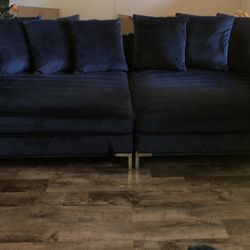 Navy Blue Extra Deep Couch w/ Chaise Lounge Sectional