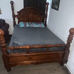 Rosewood Bed Frame And Dresser With A Night Table 