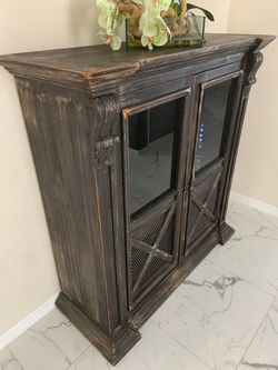 Antique/Vintage Curio Cabinet – Rustic Wood Display Cabinet
