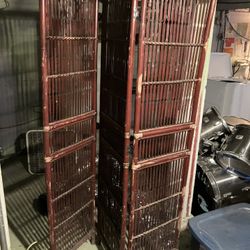 vintage bamboo and rattan folding screen room divider
