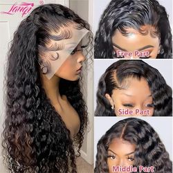 HD Deep Wave 13x4 Lace Frontal Human Hair
Wig On Sale 30 Inch Brazilian Remy 200%
Density Curly 4x4 Closure Wigs for Women