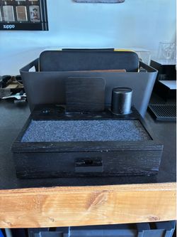 Holme & Hadfield Premium Wooden Phone Docking Station with Drawer, Nightstand Organizer