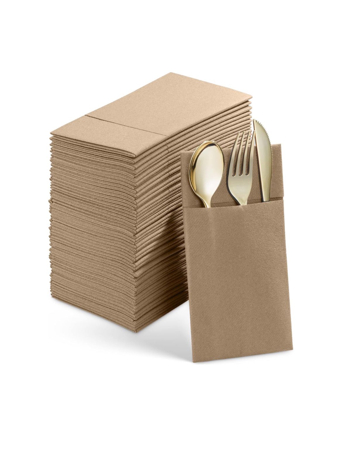 50-Pack Disposable Dinner Napkins With Built-in Pre-folded Flatware Pocket NEW!!