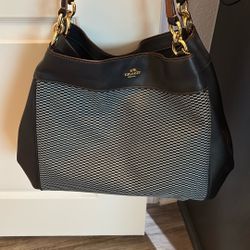 Navy And Light Blue Coach Purse And Matching Wallet