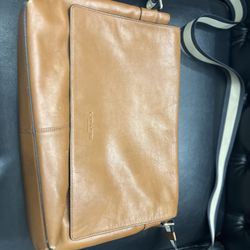 Coach Leather Messenger Bag in Tan