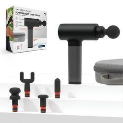 Sharper Image® Powerboost® Deep Tissue Percussion Massager 3.0, 5 Attachments, 6 Speed Settings, Black