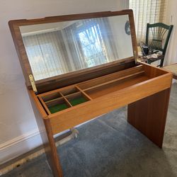 Mid Century Modern   vintage danish teak vanity with mirror.
