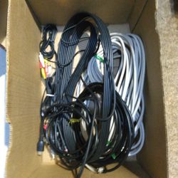 Box Of HDMI, VCR, Coax TV Cable