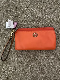 Coach Orange / red wristlet