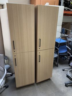 Two Brand New Wood Lockers With Keys , 18x19”x72”high 